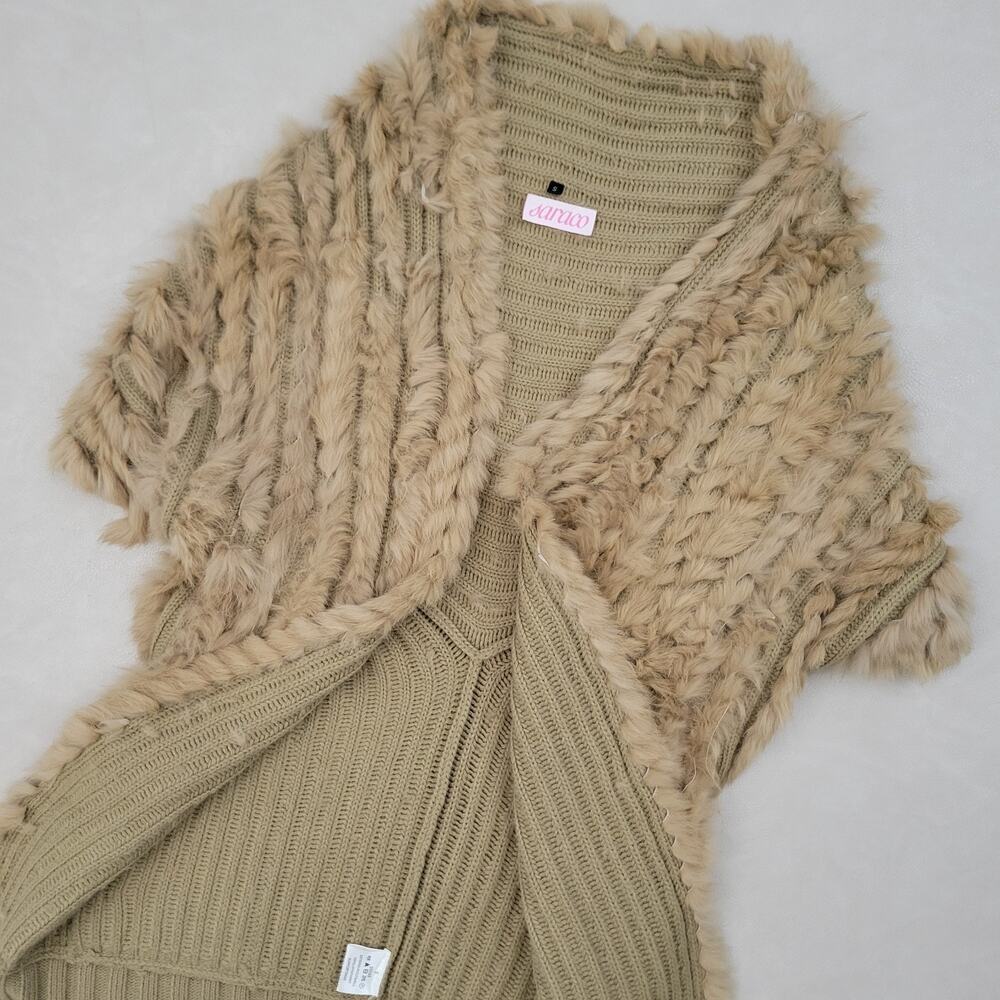 Saraco Womens Tan Rabbit Fur Sweater Knit Sz S